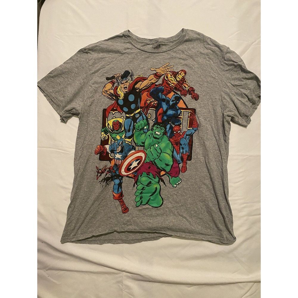Vintage Marvel Mad Engine Shirt Superheros Comics Spiderman Iron Man Hulk XL‎